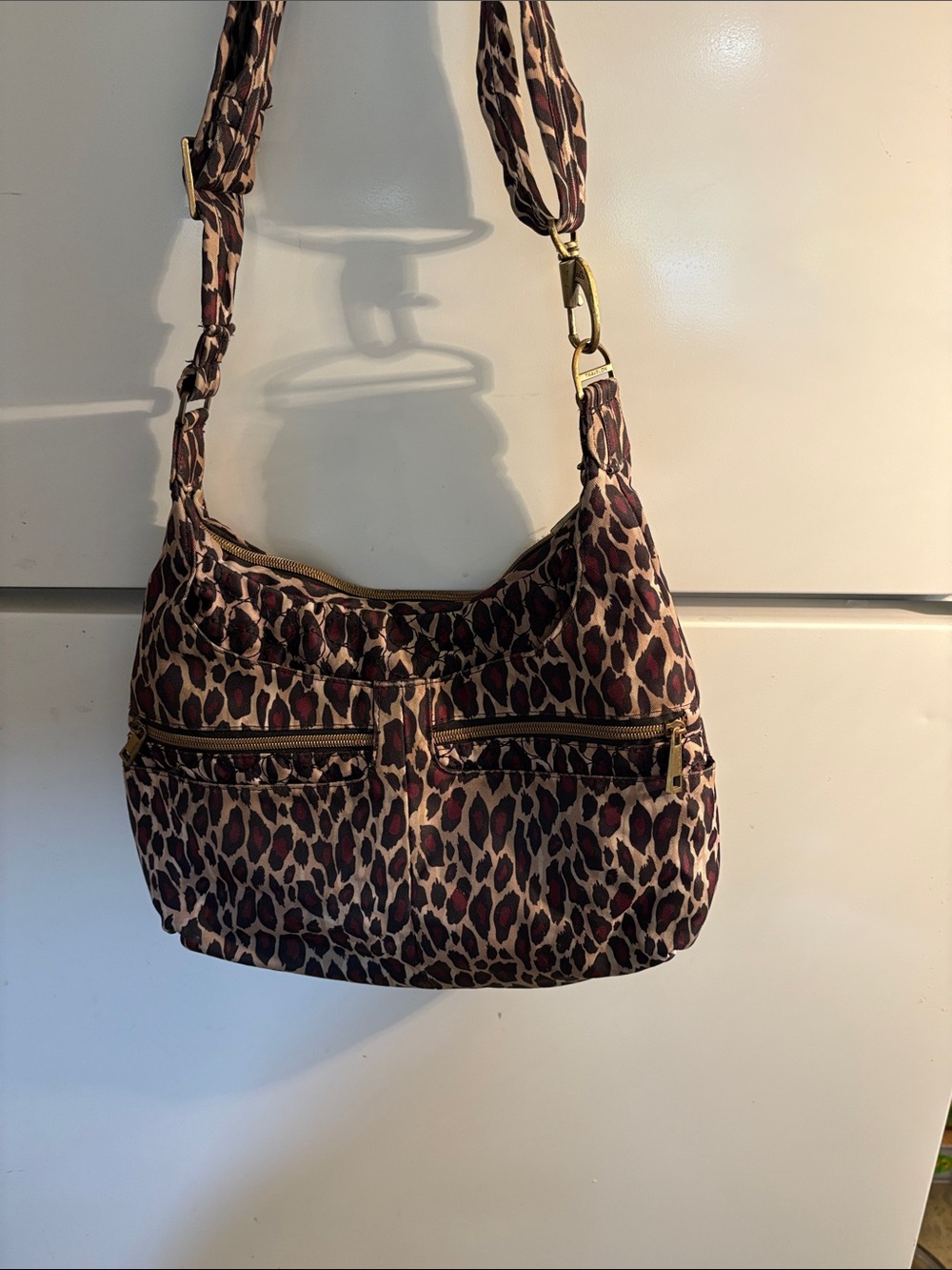 Travelon Leopard Print Shoulder Bag - Brown/Pink